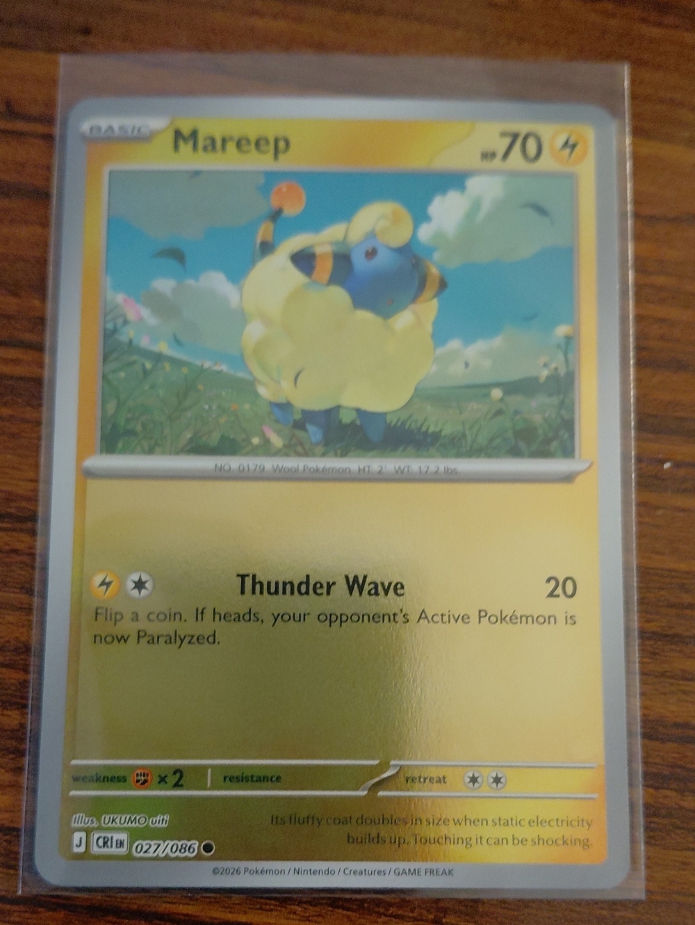 Mareep Lightning-Type Trading Card - Yellow